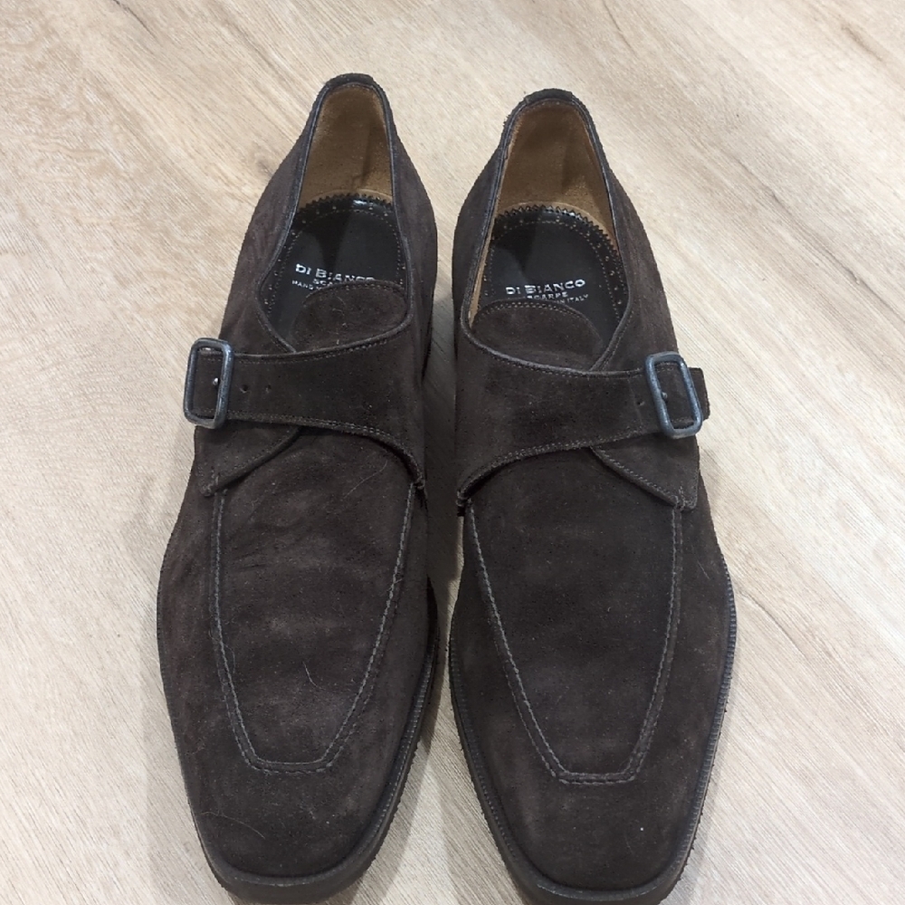 Di Bianco Brown Suede Monkstrap Shoes